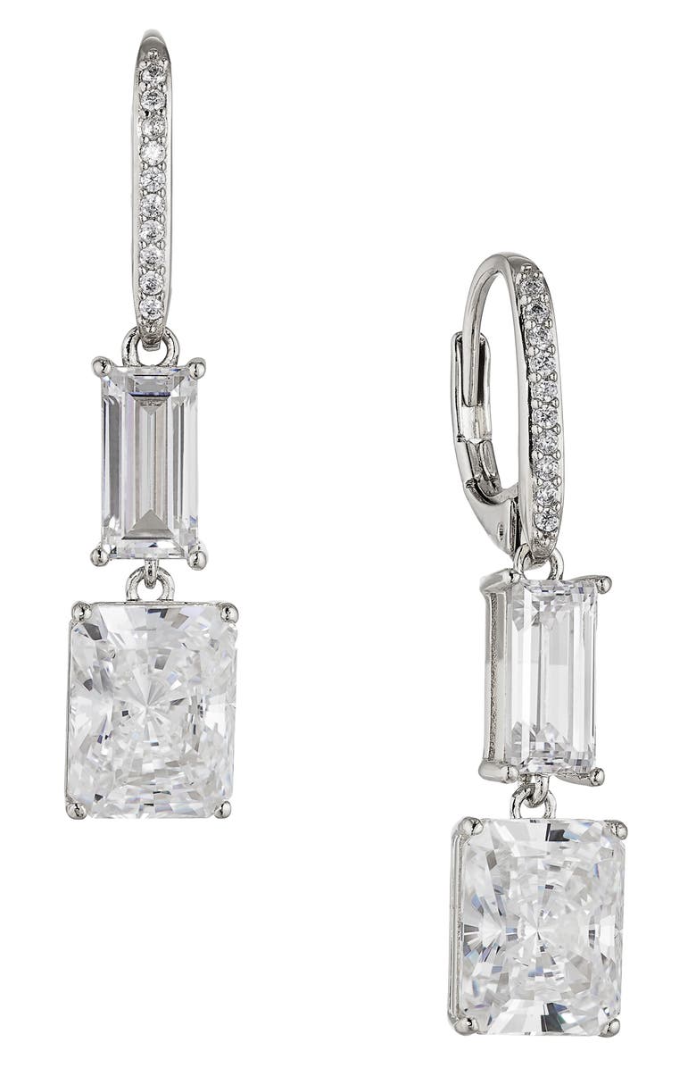 Nadri Double Drop Cubic Zirconia Earrings, Main, color, 