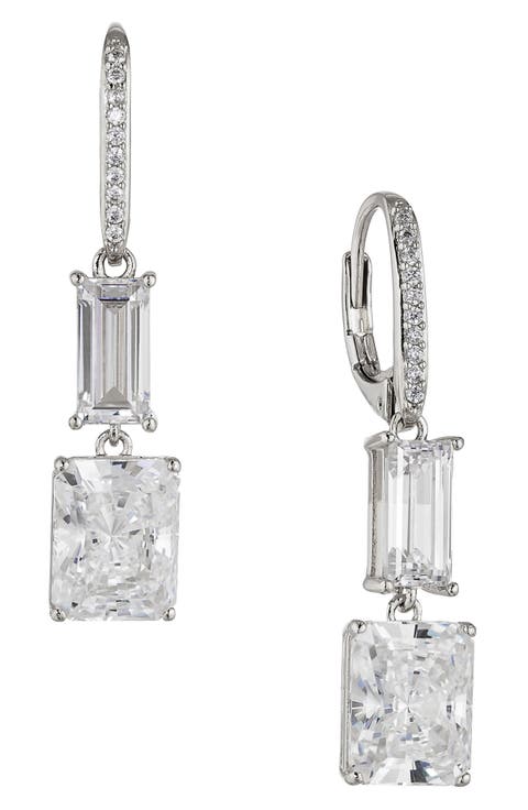 Double Drop Cubic Zirconia Earrings