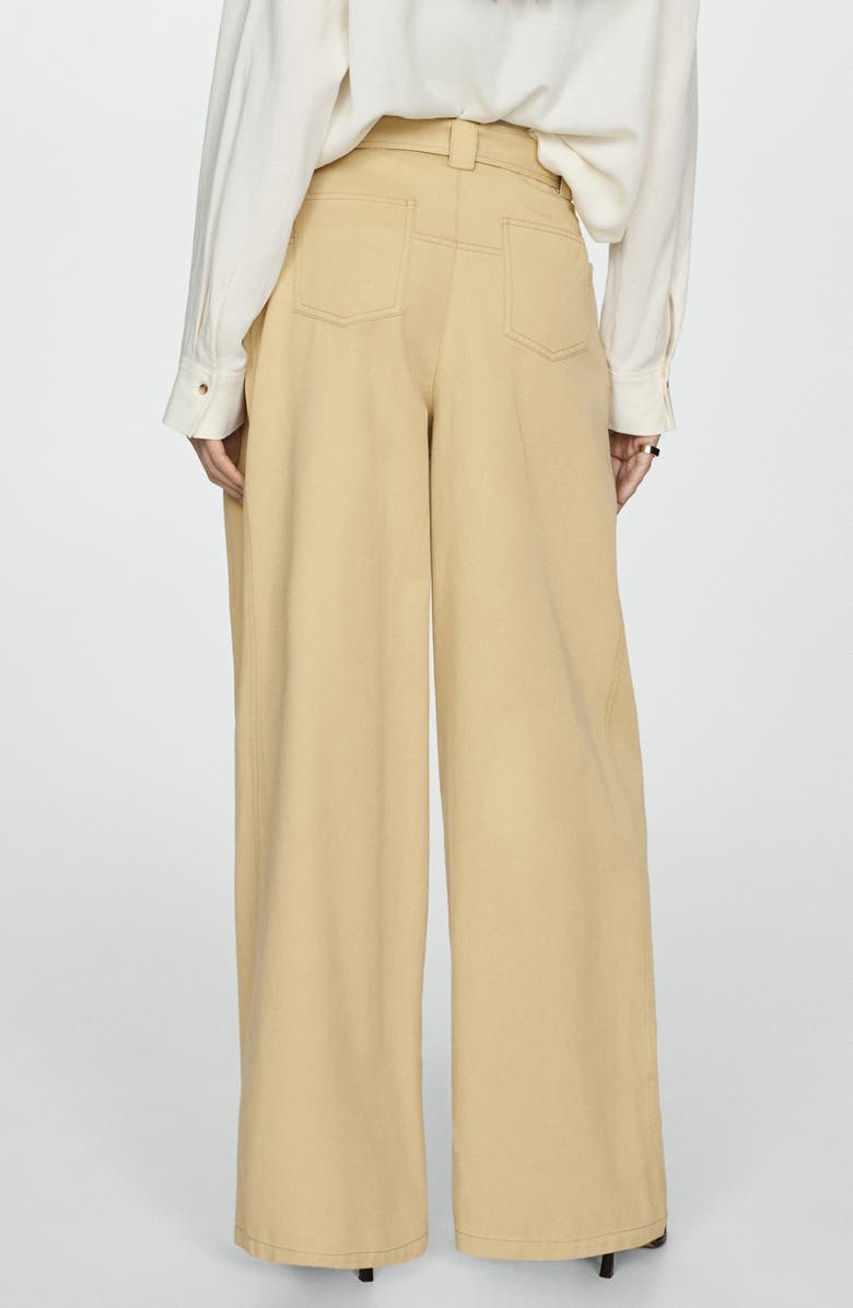 MANGO Scorpio Belted Pleated Wide Leg Pants, Alternate, color, 