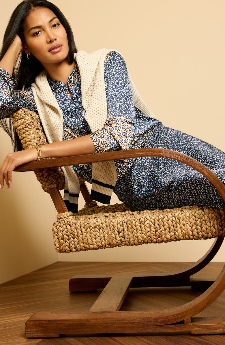 NIC+ZOE Monogram Mix Button-Up Top, Alternate, color, Blue Multi