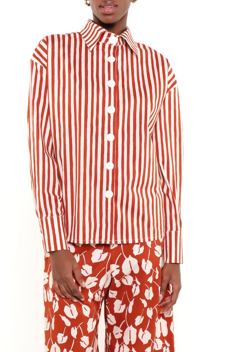 The Ceremony Print Shirt, Main, color, HERITAGE STRIPES MAXI RED