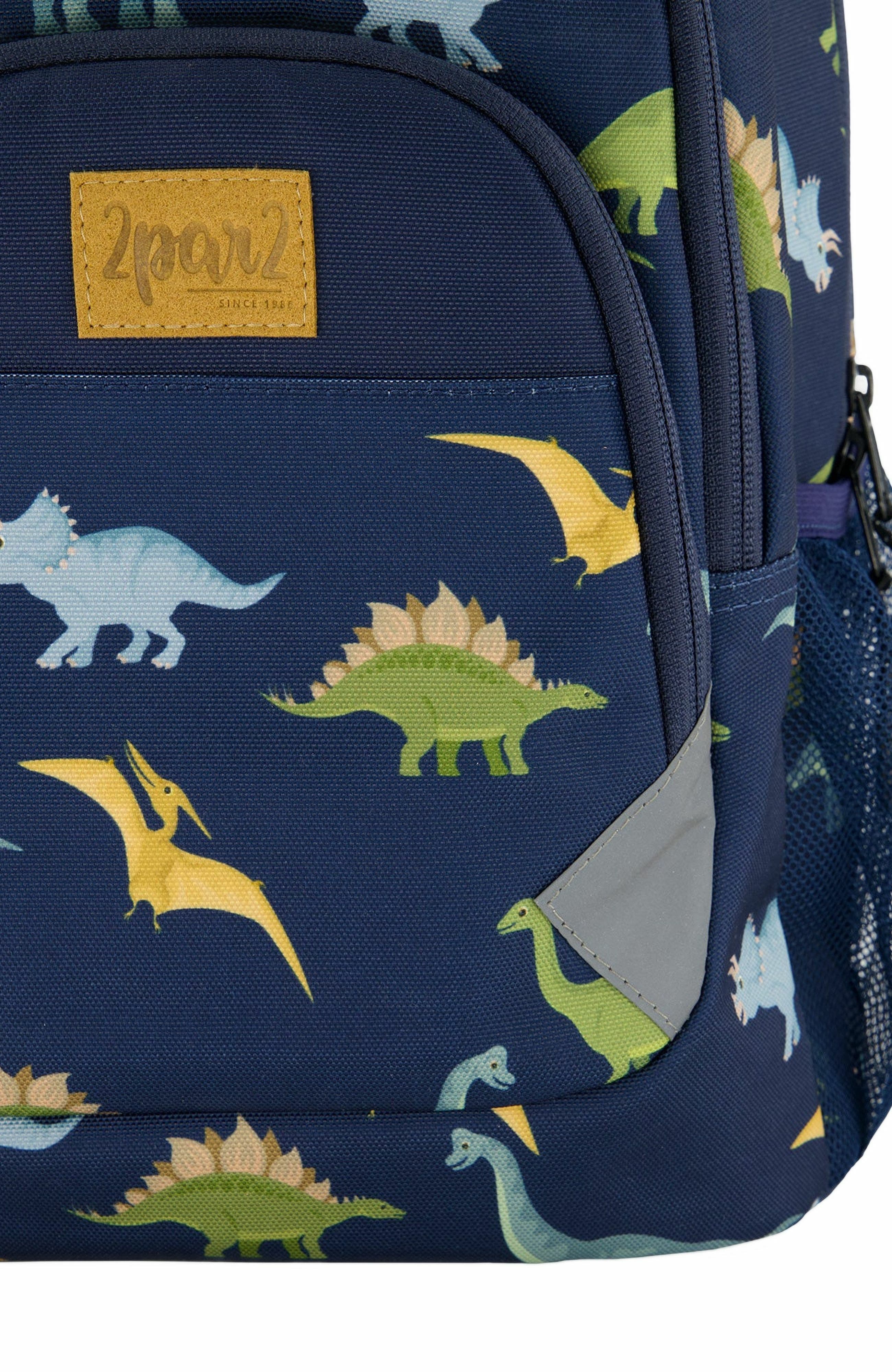 Deux par Deux Little Boy's Toddler Backpack Navy Blue Printed Dinosaurs, Alternate, color, 
