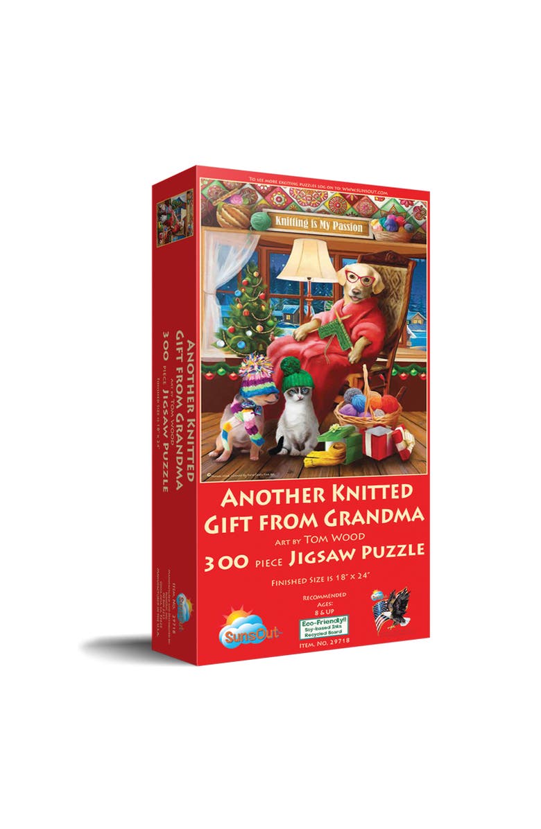 Sunsout Another Knitted Gift from Grandma 300 piece Jigsaw Puzzle for Adults, Main, color, Multicolor