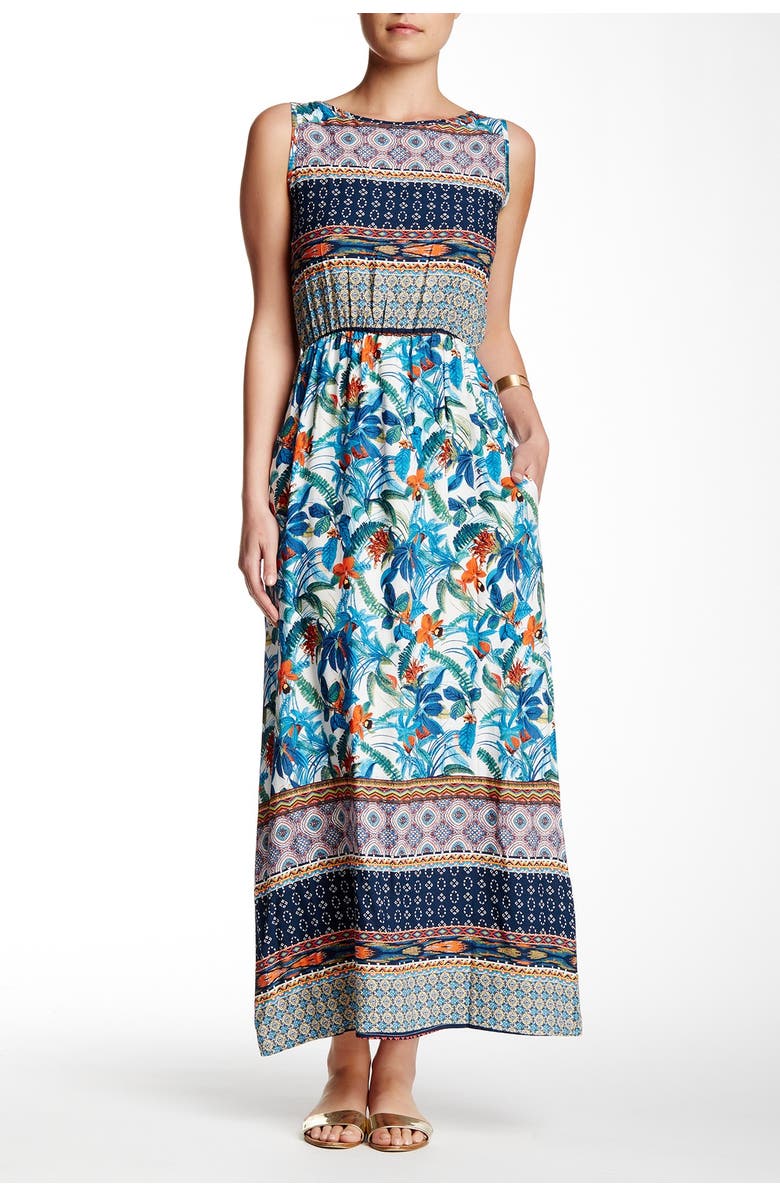 PAPILLON Printed Keyhole Maxi Dress, Main, color, 