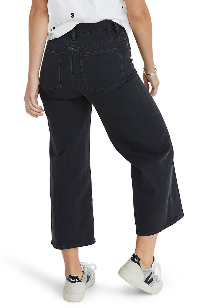 Button Fly Crop Wide Leg Jeans, Alternate, color, LUNAR