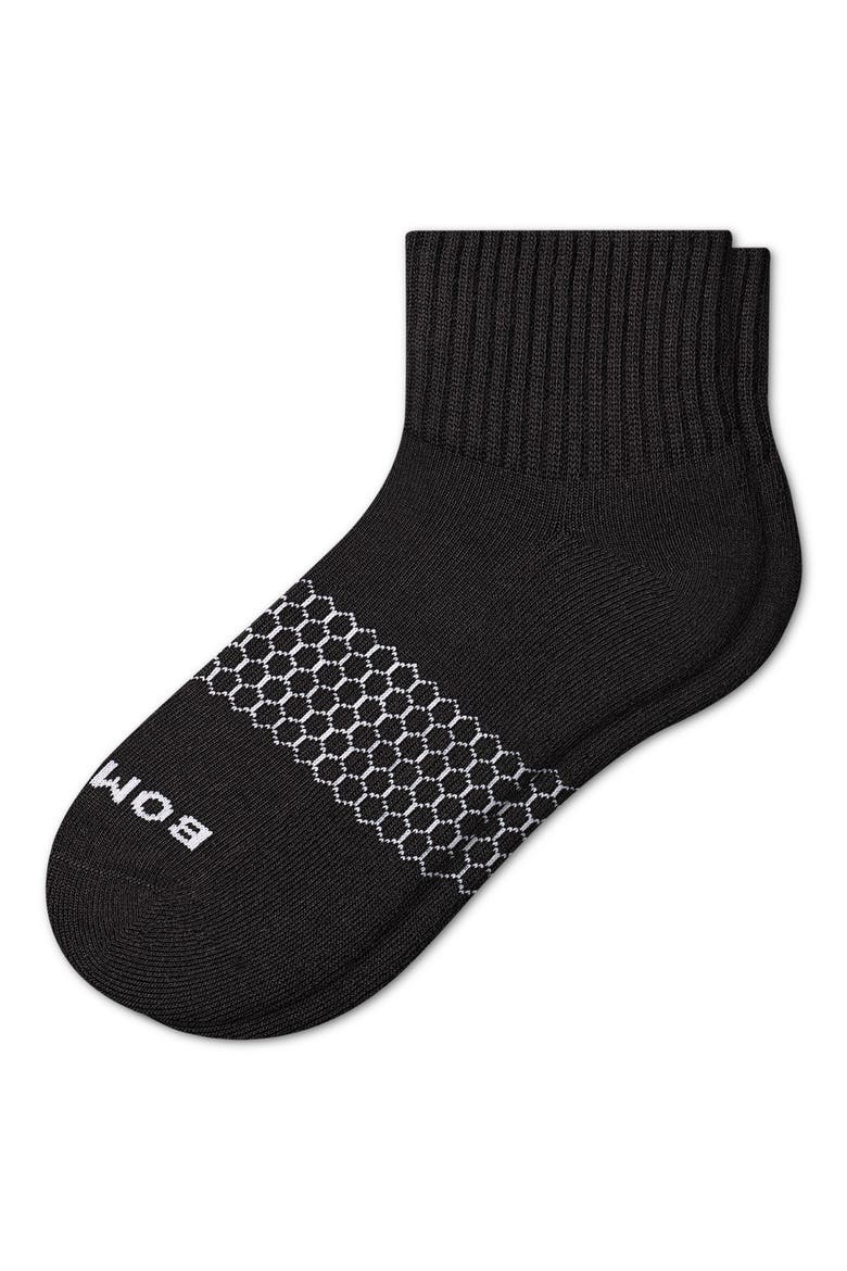 Solid Quarter Socks, Main, color, BLACK