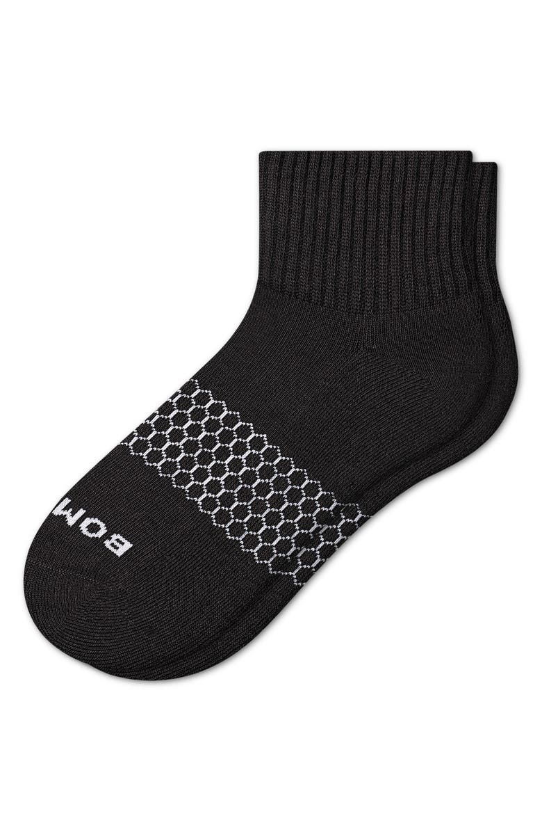 Bombas Solid Quarter Socks, Main, color, Black