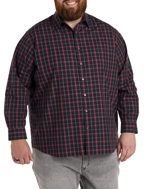 Synrgy By Dxl Plaid Sport Shirt In Black Red