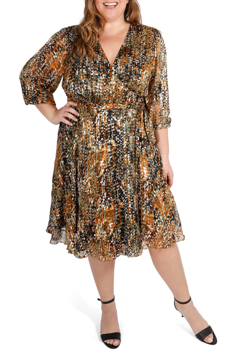 Marée Pour Toi Ruffle Hem Wrap Dress, Main, color, 