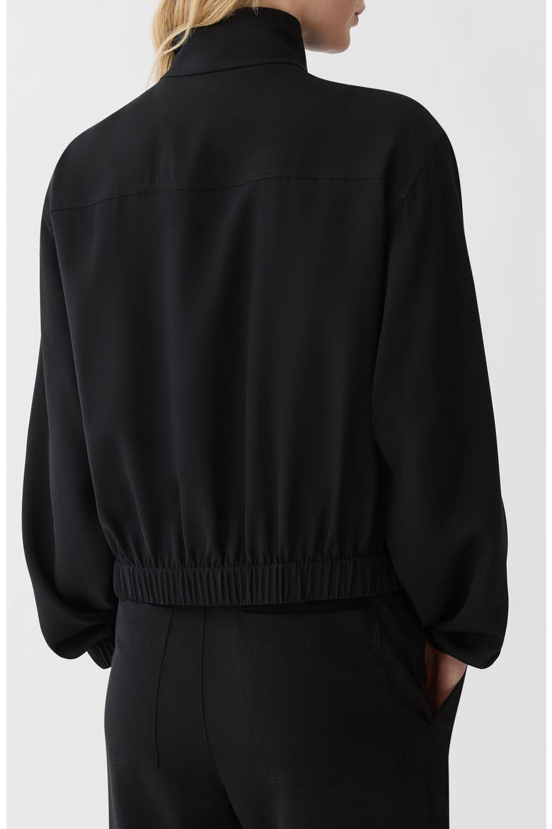 Stretch Organic Silk Georgette Bomber Jacket, Alternate, color, BLACK
