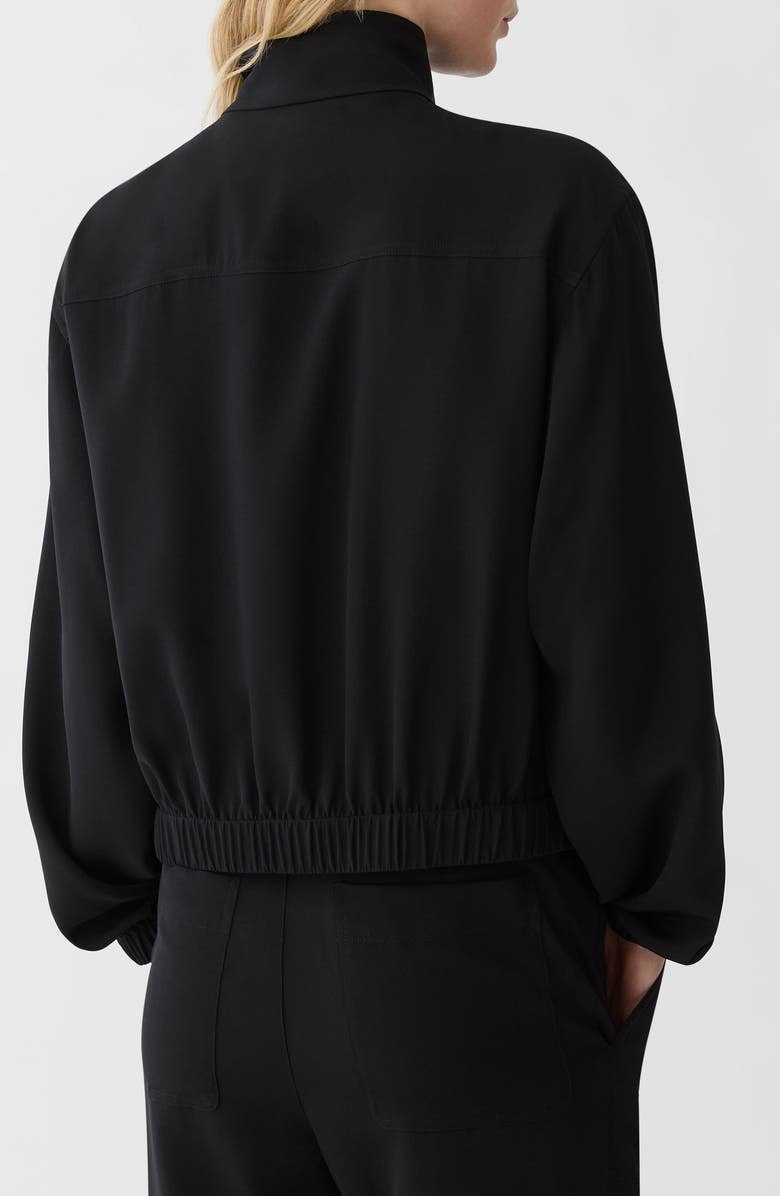 Lafayette 148 New York Stretch Organic Silk Georgette Bomber Jacket, Alternate, color, Black