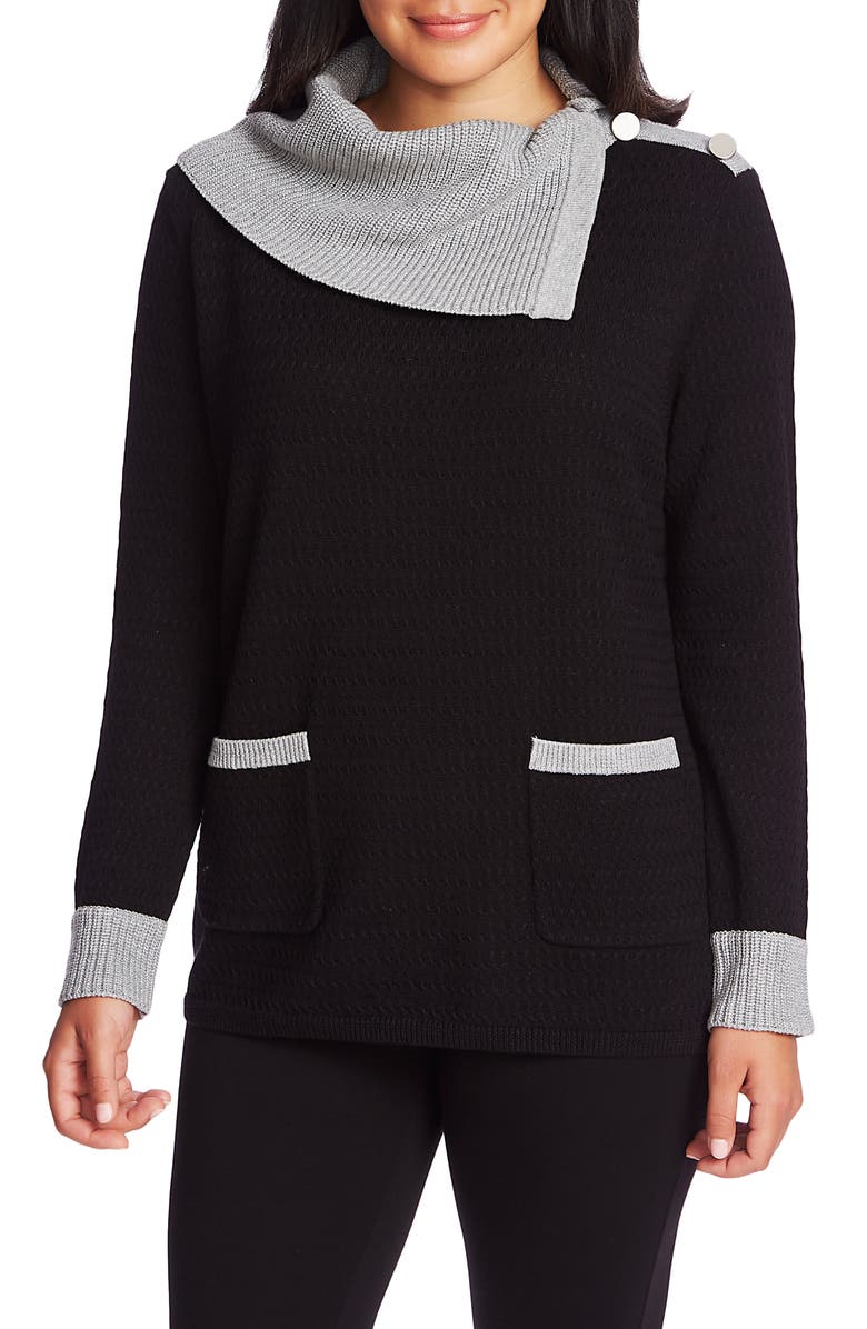 Chaus Colorblock Two-Pocket Cotton Sweater, Main, color, 