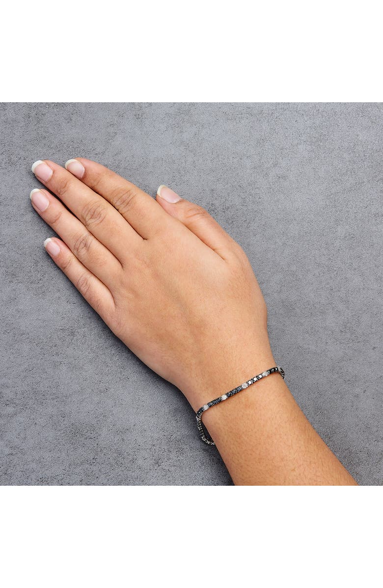 Haus of Brilliance Silver 5.0 Cttw Black and White Diamond Tennis Bracelet, Alternate, color, White