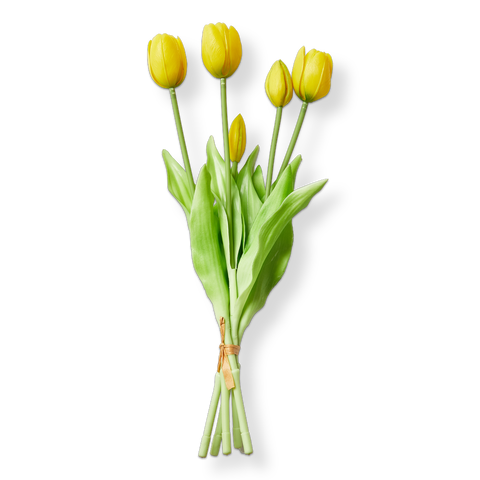 Soft Touch Faux Tulip Bunch Yellow Yellow Silicone Spring