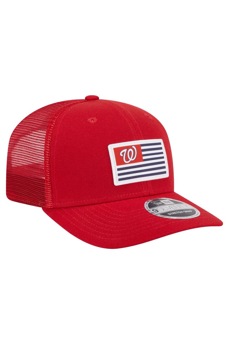 Men's New Era Red Washington Nationals Flag 9SEVENTY COOLERA Stretch-Snap Hat, Alternate, color, Red