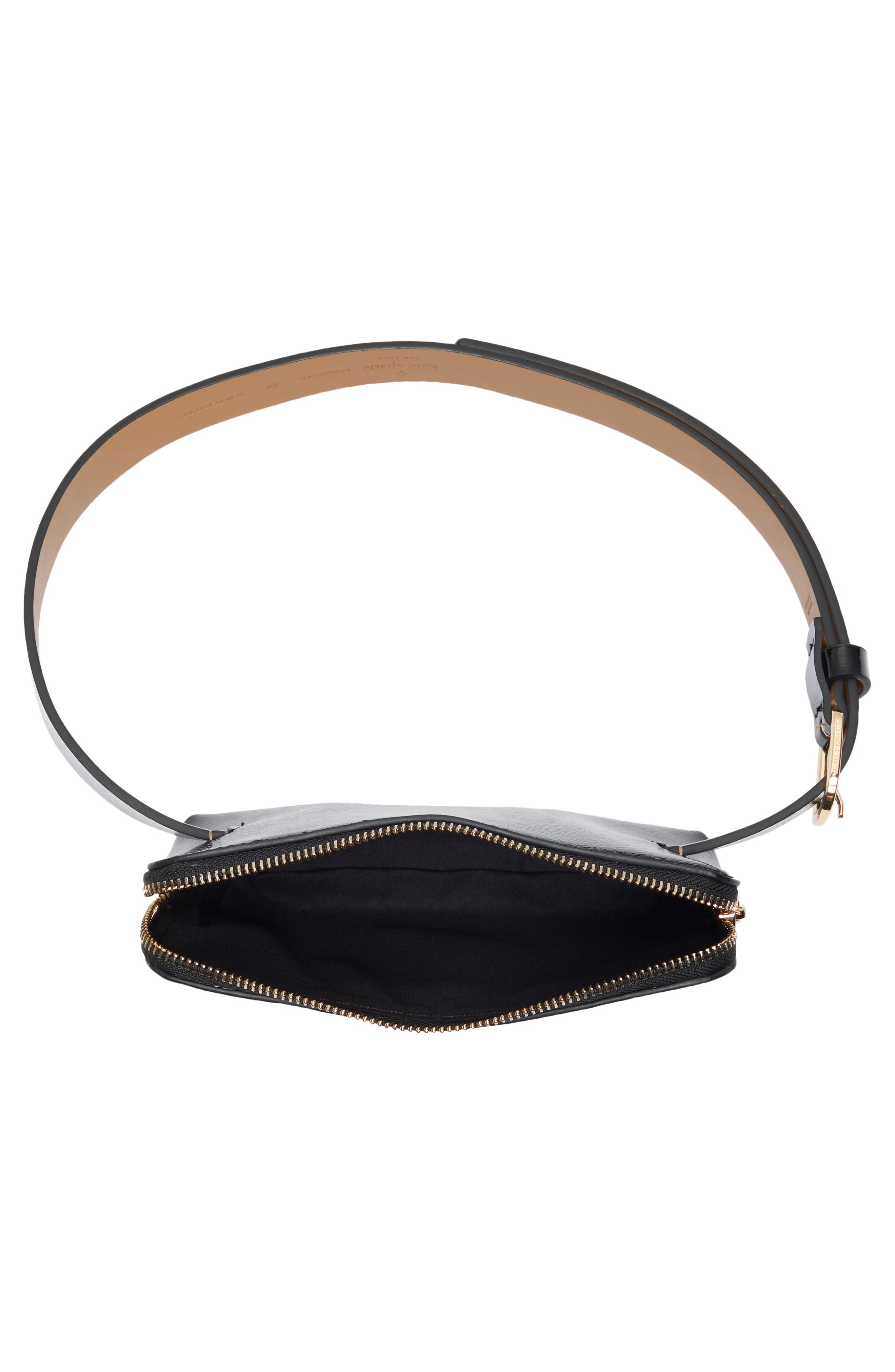 Kate Spade New York crinkle belt bag, Alternate, color, Black / Polished Gold