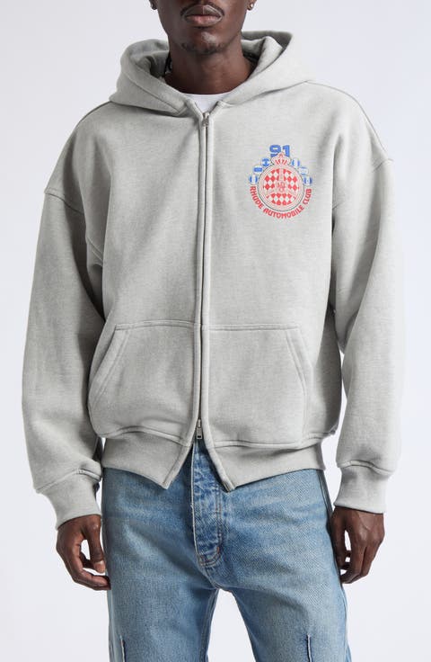 Automobile Club Zip Cotton Blend Fleece Hoodie