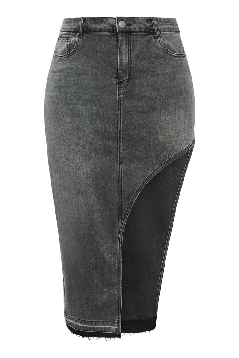 Remi Denim Skirt, Alternate, color, BLACK WASH