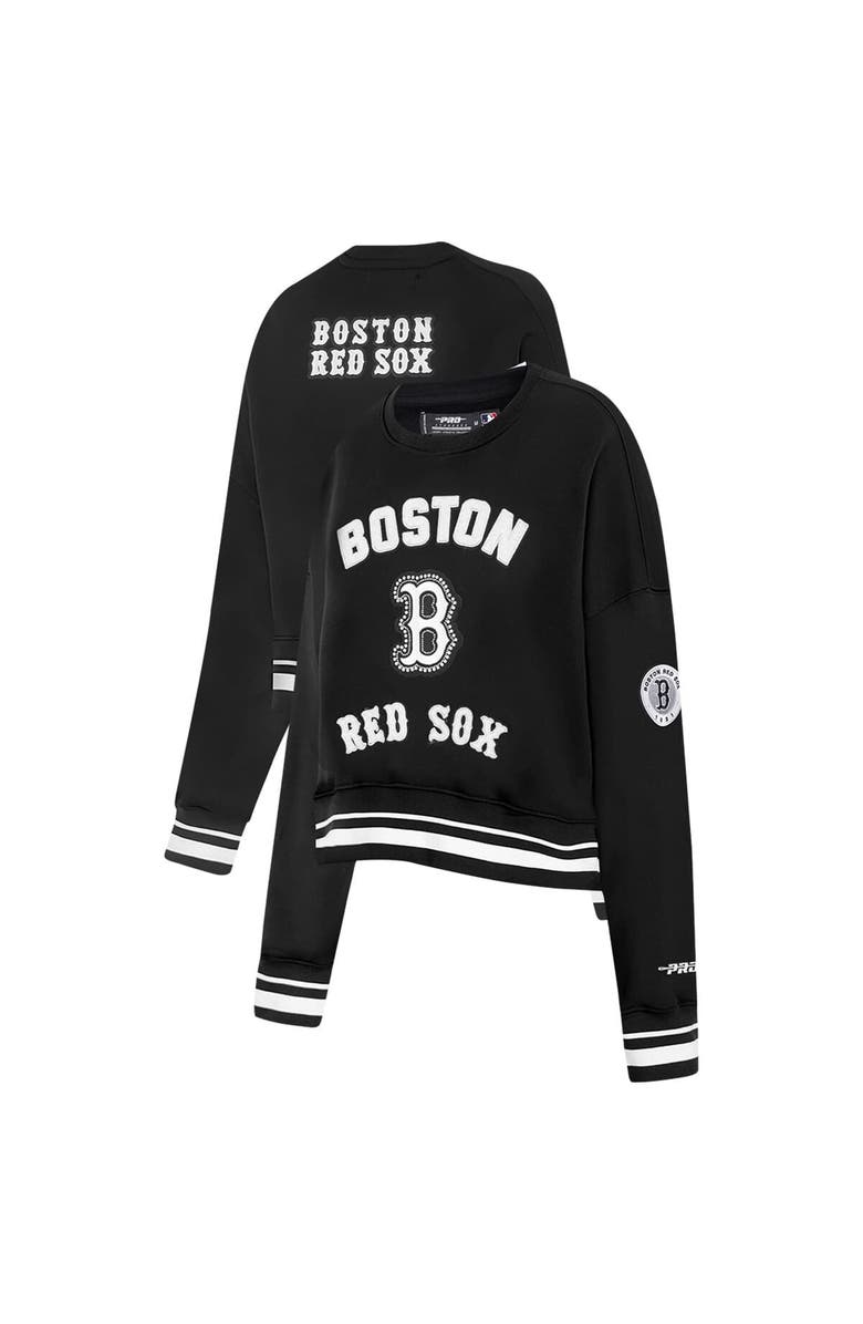 PRO STANDARD Women's Pro Standard Black Boston Red Sox Pearl Cropped Pullover Sweatshirt, Main, color, 