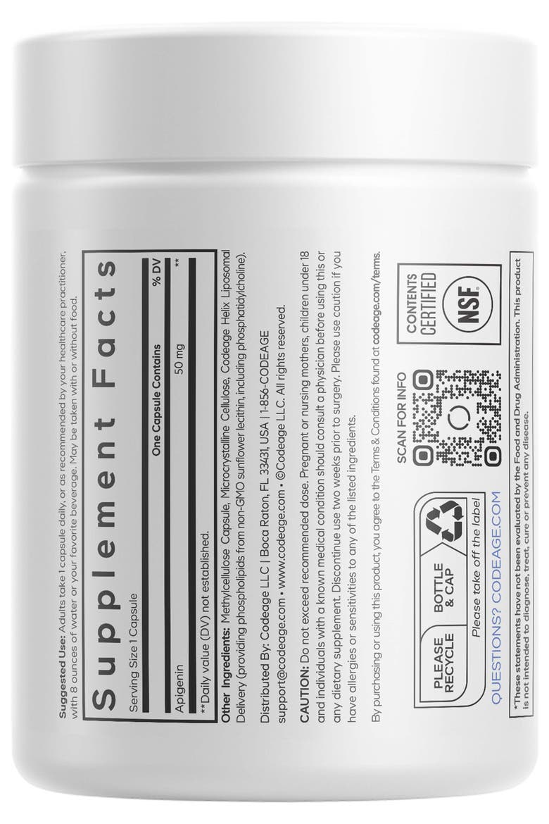 Liposomal Apigenin Daily Flavonoid Chamomile Supplement, Alternate, color, White