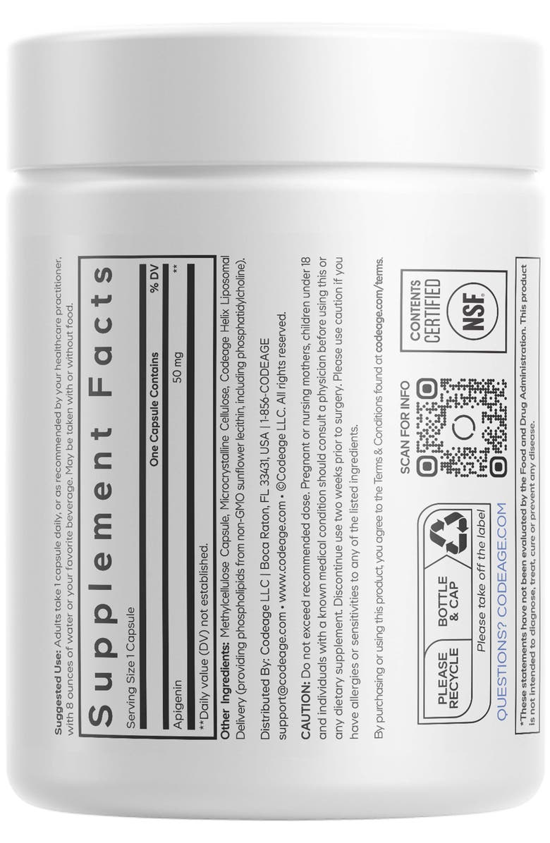 Codeage Liposomal Apigenin Daily Flavonoid Chamomile Supplement, Alternate, color, White