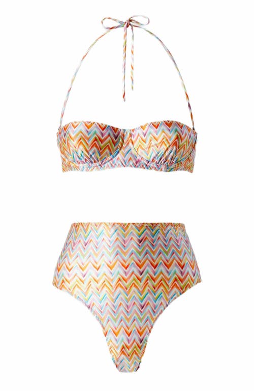 Missoni Bikini With High-waisted Bottoms And Zig Zag Pattern In Multicoloured