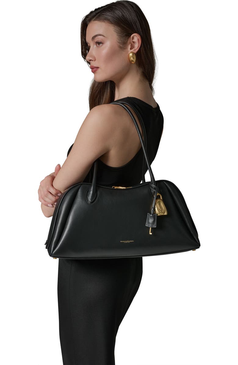 Donna Karan New York Terry Large Shoulder, Alternate, color, Black