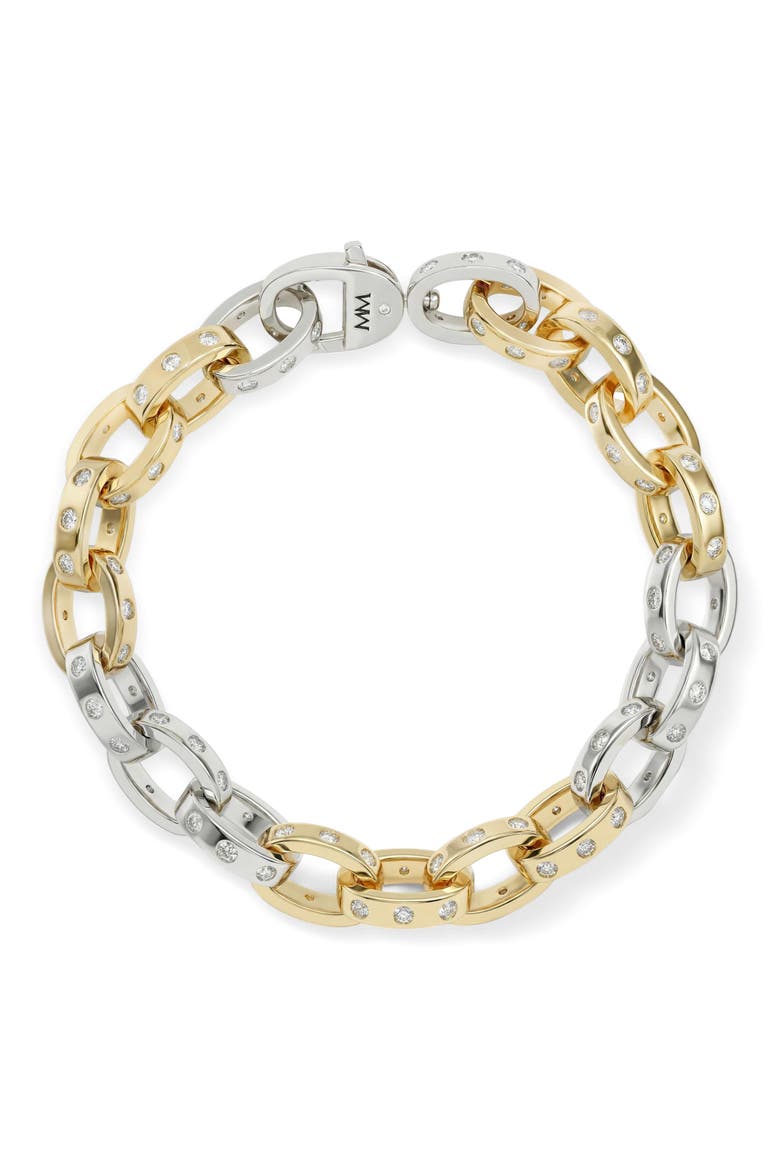 Ashley Cubic Zirconia Chain Link Bracelet, Main, color, GOLD MIX-WHITE