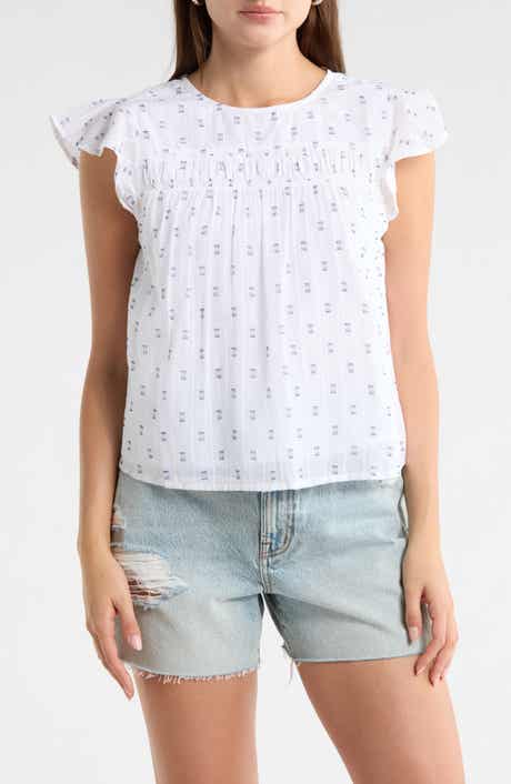 Short Sleeve Dobby Woven Top