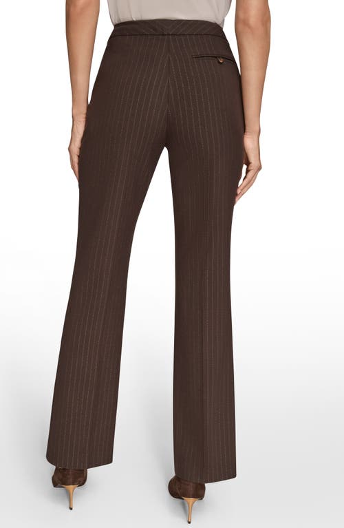Donna Karan New York Metallic Stripe Straight Leg Pants In Brown