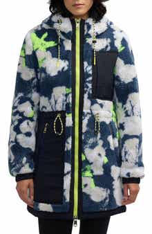 Scotch & Soda Water Repellent Faux Shearling Panel Hooded Jacket