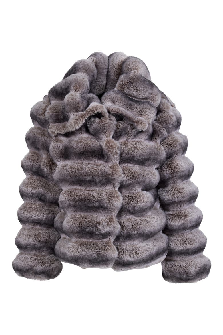 Carmella Shawl Collar Faux Fur Coat, Alternate, color, GREY