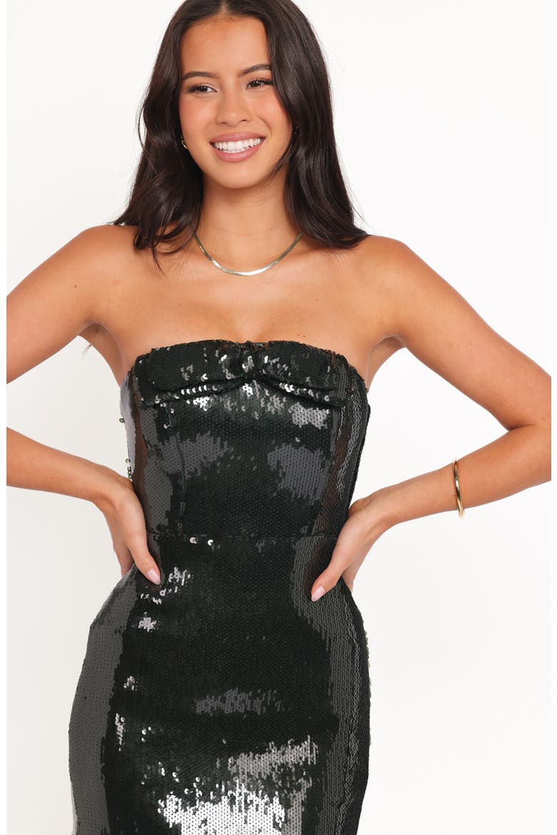 Sadie Bow Sequin Strapless Mini Dress, Alternate, color, GREEN SEQUIN