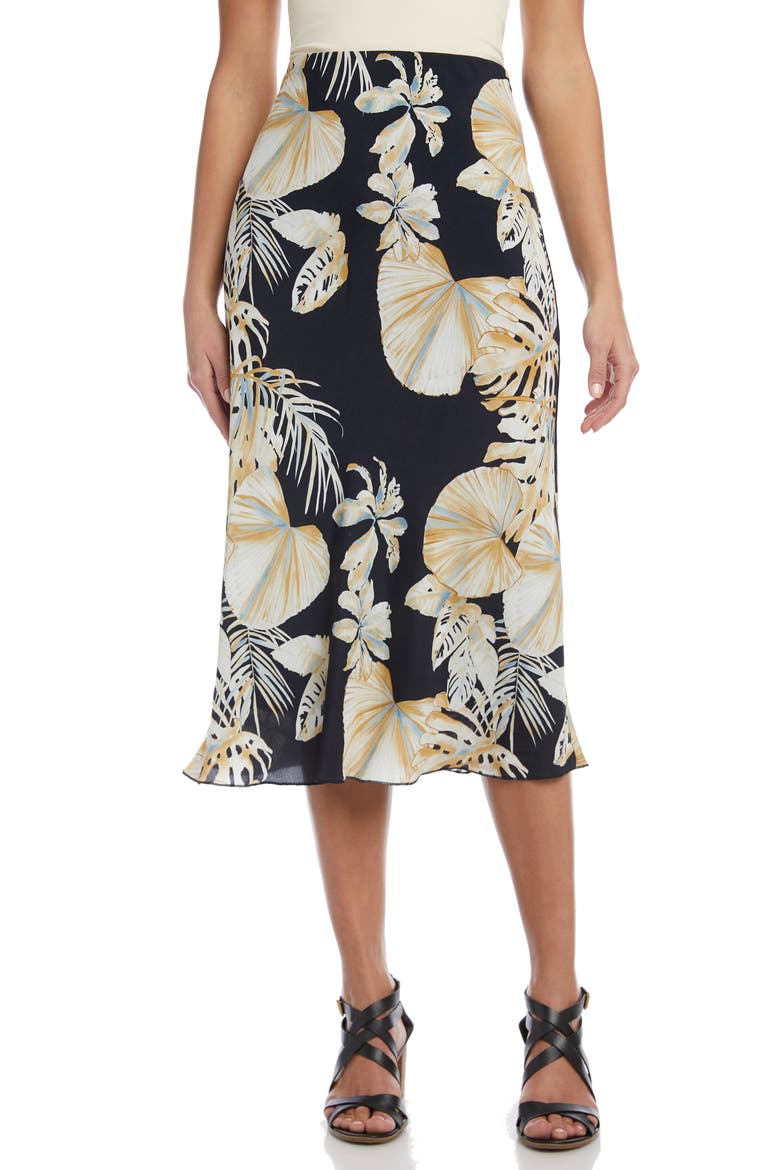 Bias Cut Midi Skirt, Main, color, PRINT
