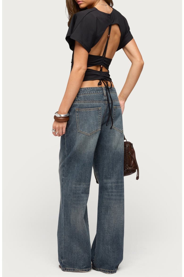 Salie Back Cutout Crop Top, Alternate, color, BLACK