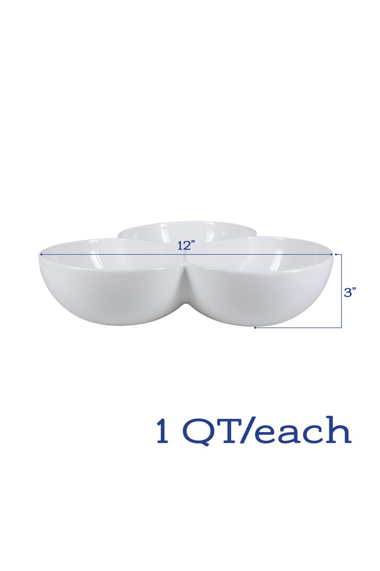 Set of 2 3-Section Serving Bowls, Alternate, color, WHITE