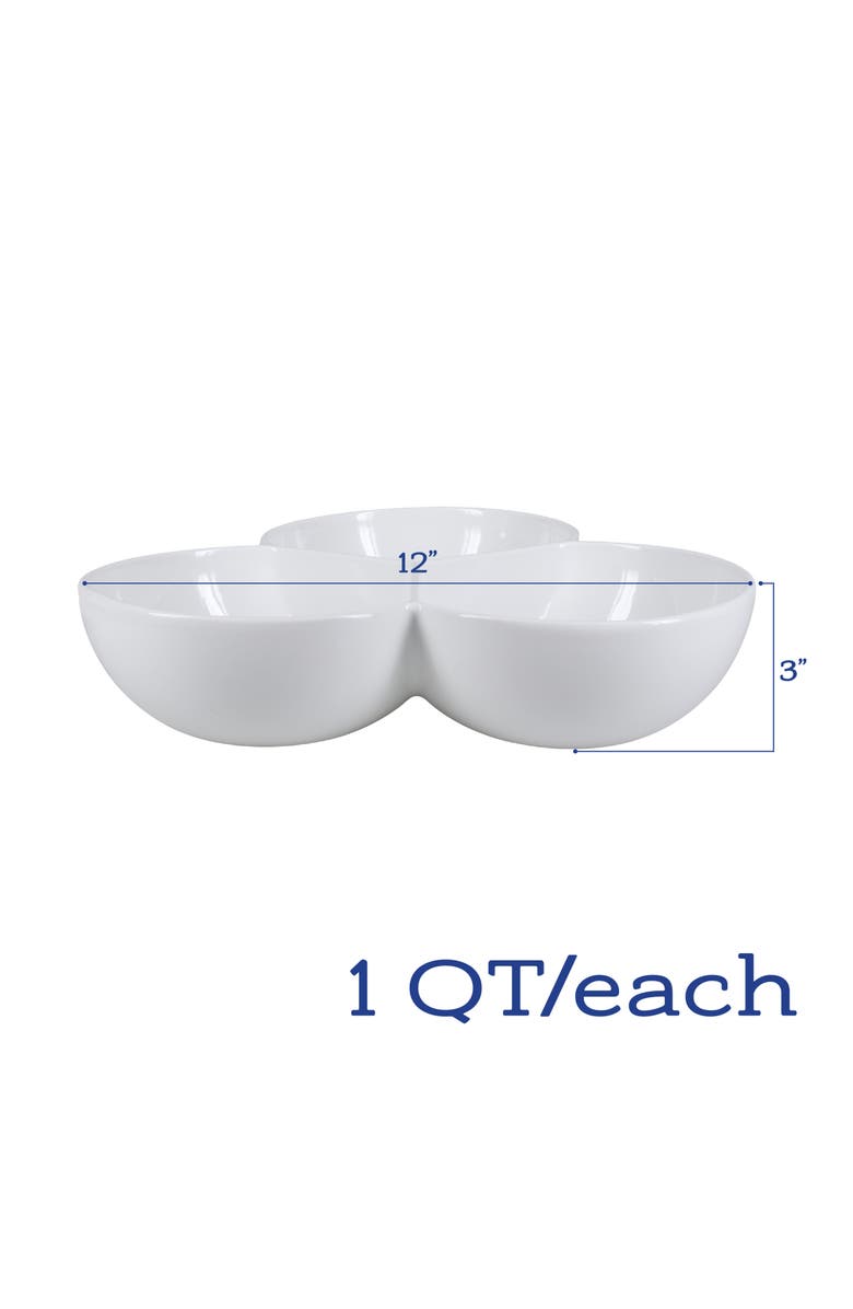 BIA Cordon Bleu Set of 2 3-Section Serving Bowls, Alternate, color, White