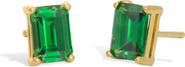 SAVVY CIE JEWELS 18K Yellow Gold Vermeil Prong Set Emerald Cut CZ Stud Earrings