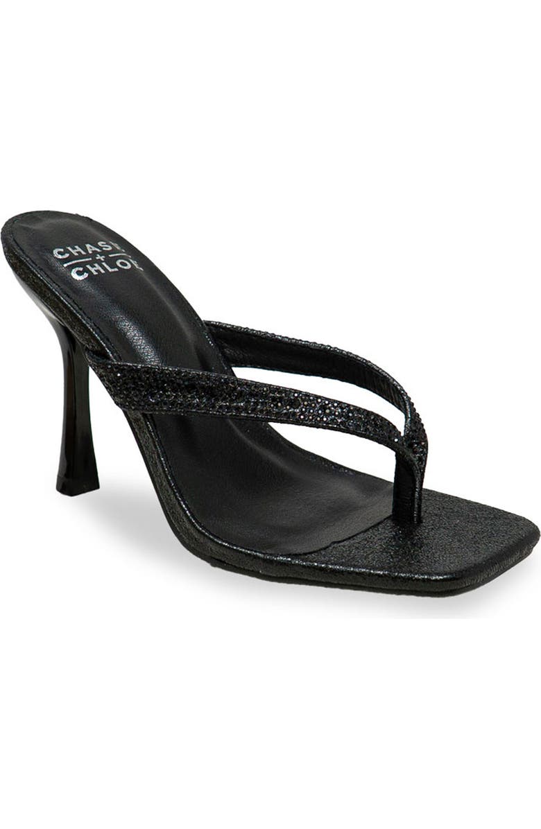 CHASE AND CHLOE Vixxy Embellished Toe Post Sandal, Main, color, Black