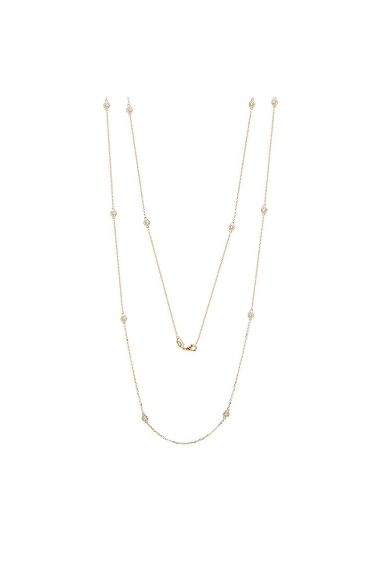 14K Gold 1.70cttw Bezel Diamond Station Necklace - 36 Inch, Main, color, Yellow Gold