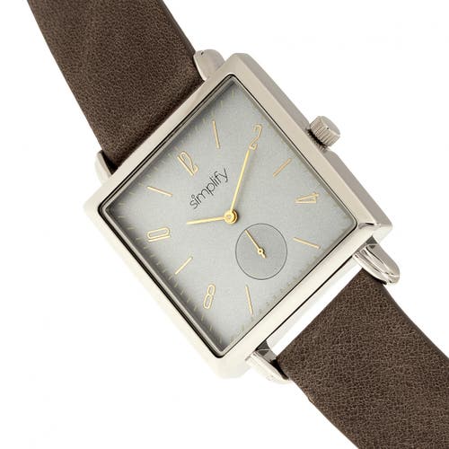 Simplify The 5000 Leather-band Watch In Charcoal/grey