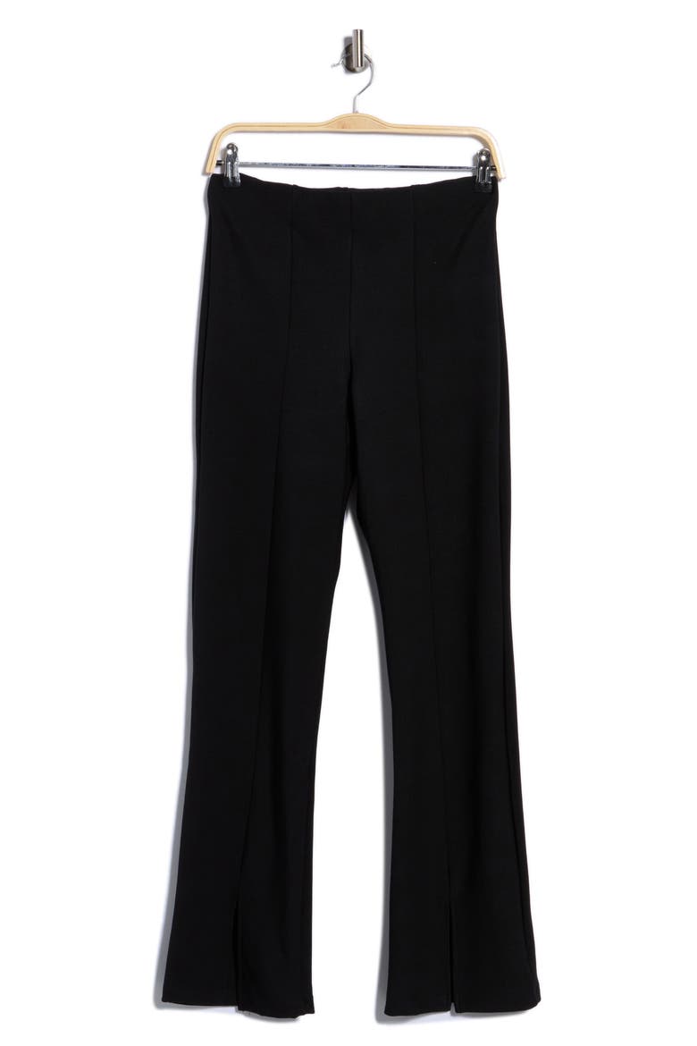 Pintuck High Waist Flare Leg Pants, Main, color, BLACK