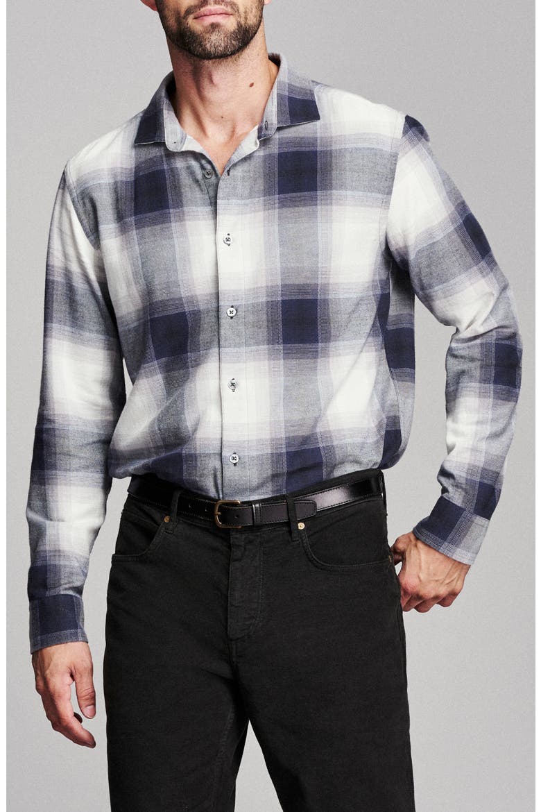 Bold Melangé Plaid Shirt, Alternate, color, CARBON BLUE
