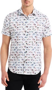 Robert Graham Neon Wheels Short Sleeve Cotton Button-Up Shirt