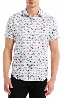 Robert Graham Neon Wheels Short Sleeve Cotton Button-Up Shirt