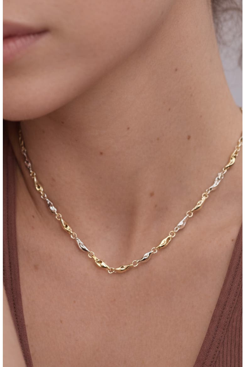 Fluid Link Necklace, Alternate, color, TWO TONE
