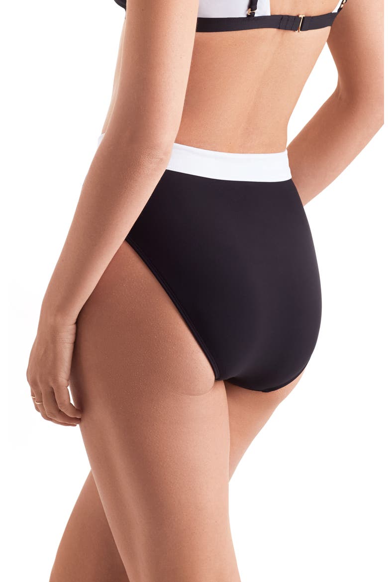 Brooke High Waist Swim Bottoms, Alternate, color, BLK/ WHT