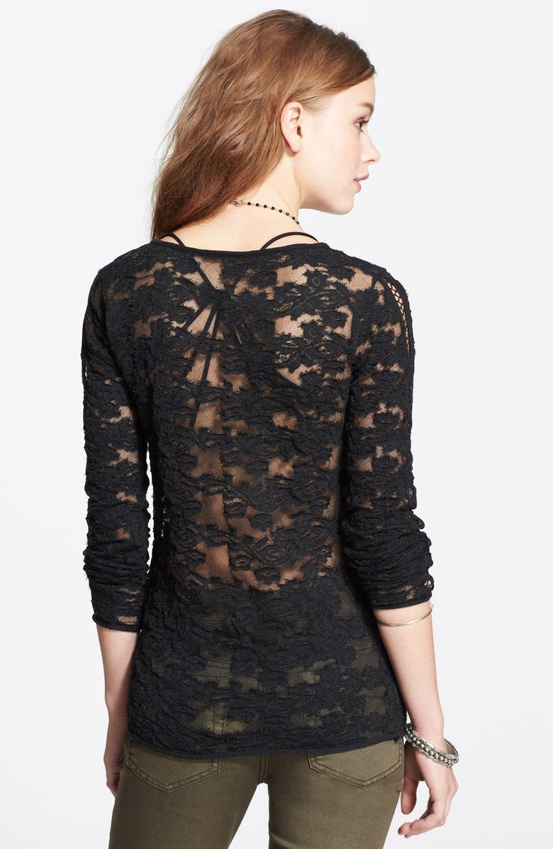 Free People Floral Textured Sheer Pullover, Alternate, color,