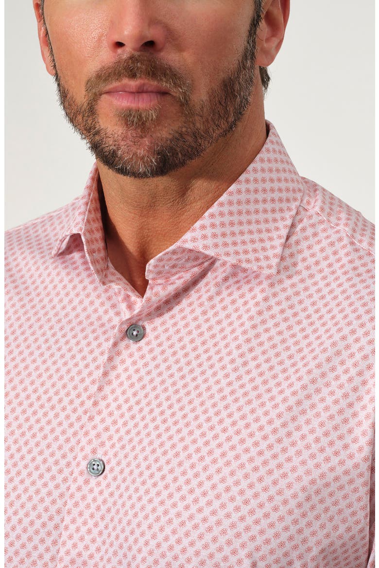 Floral Print Stretch Supima Cotton Button-Up Shirt, Alternate, color, RUST