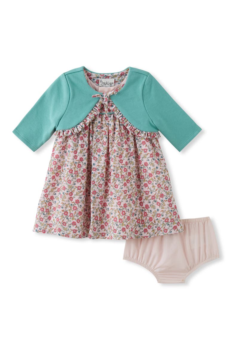Cassie Floral Dress, Jacket & Bloomers Set, Main, color, SAGE/ PINK